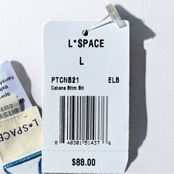 🌻NEW w.tag L*Space Blue Pointelle Ribbed Cabana Bitsy Bikini Bottom Size L $88 - Picture 9 of 11